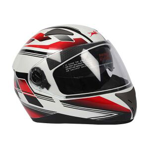 TVS Helmet Full Face White/Red  Graphic Design for Extra Style